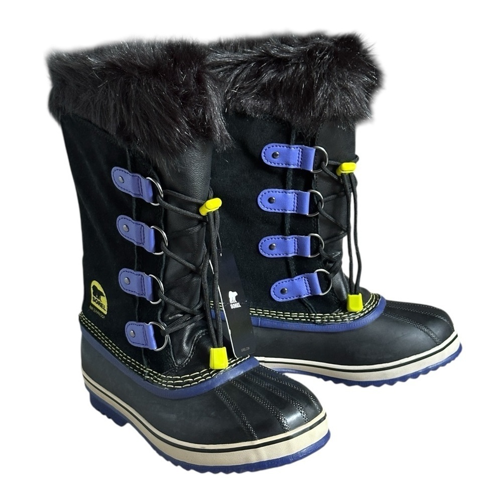 Sorel Joan of Arctic Winter Boots Youth 5 W 6 Black Faux Fur Waterproof -40° NWT